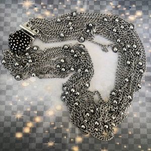 Beautiful vintage inspired silver multi chain necklace with ornate clasp